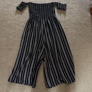 Jumpsuit/pants Striped Off-Shoulder Jumpsuit - Black and White